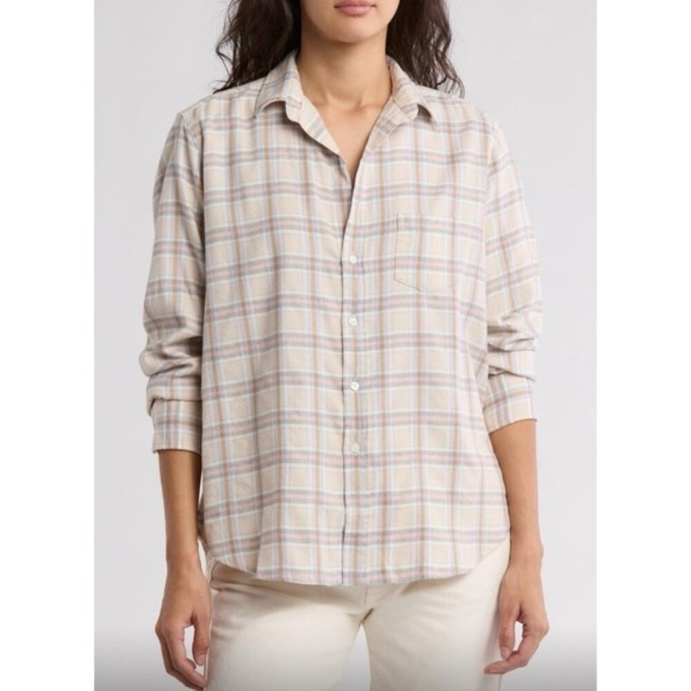 NWOT Frank & Eileen Plaid Relaxed Button Up Shirt MEDIUM Women's ITALY🇮🇹WOVEN‎